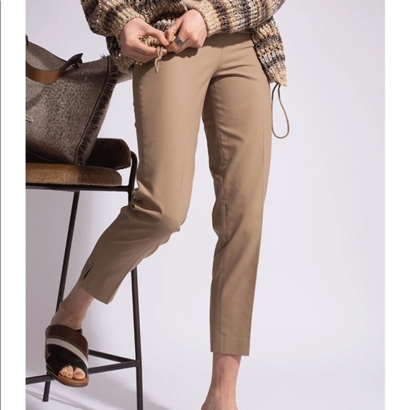 Brunello Cucinelli Tan Cotton Stretch Side Zip Pants 6